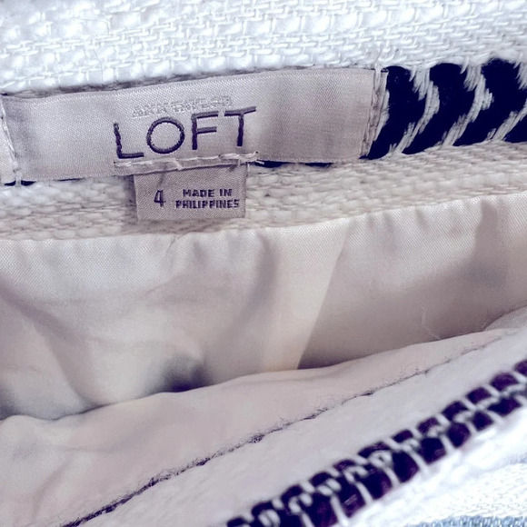 Loft Fringe Stripe Skirt Women’s Size 4 White Black Office Teacher Workwear - Picture 2 of 8
